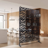 Runesay Outdoor 76 in. Hx48 in. W Metal Privacy Screen in Black for Deck Balcony Patio