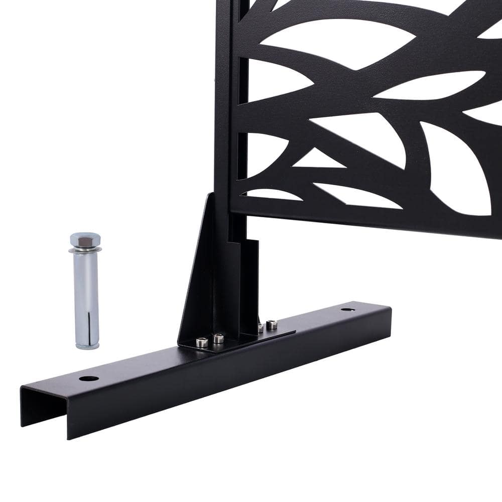 Runesay Outdoor 76 in. Hx48 in. W Metal Privacy Screen in Black for Deck Balcony Patio