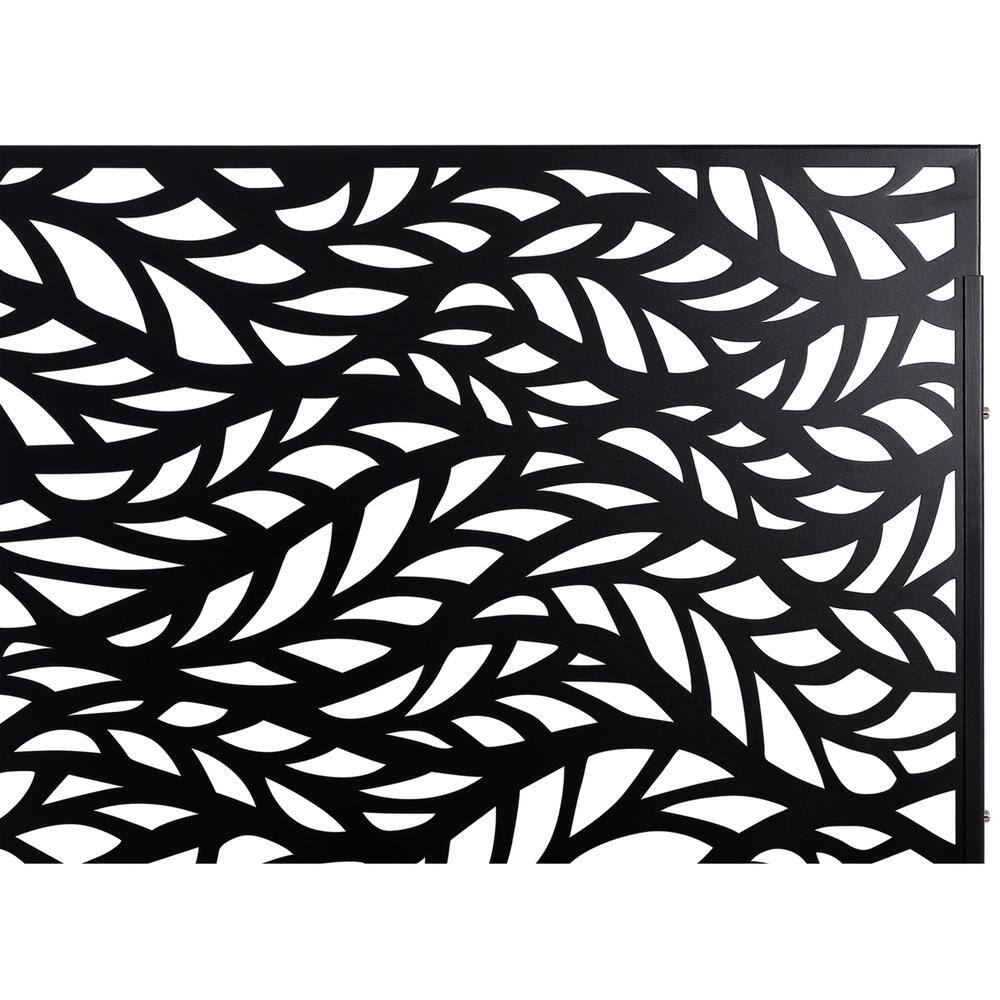 Runesay Outdoor 76 in. Hx48 in. W Metal Privacy Screen in Black for Deck Balcony Patio
