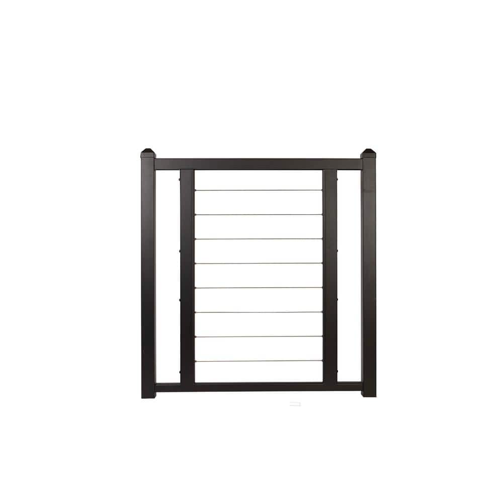 FORTRESS Fe26 Horizontal Cable Rail 34.5-in x 34.5-in Black Sand Railing Gate
