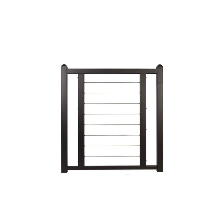 FORTRESS Fe26 Horizontal Cable Rail 34.5-in x 34.5-in Black Sand Railing Gate