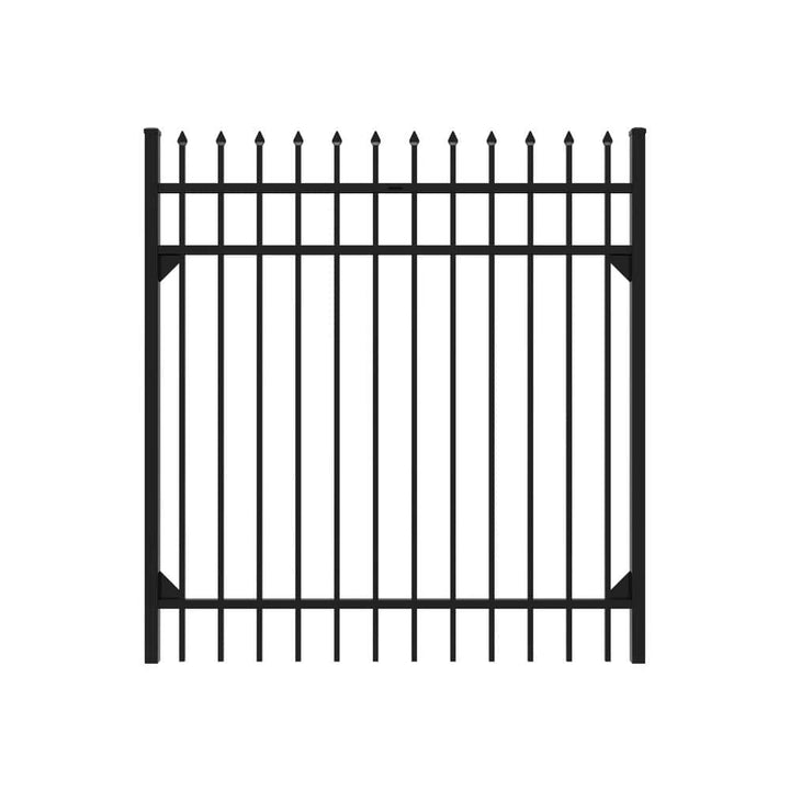 FORTRESS Athens 5-ft H x 5-ft W Gloss Black Aluminum Pressed Spear Design Gate