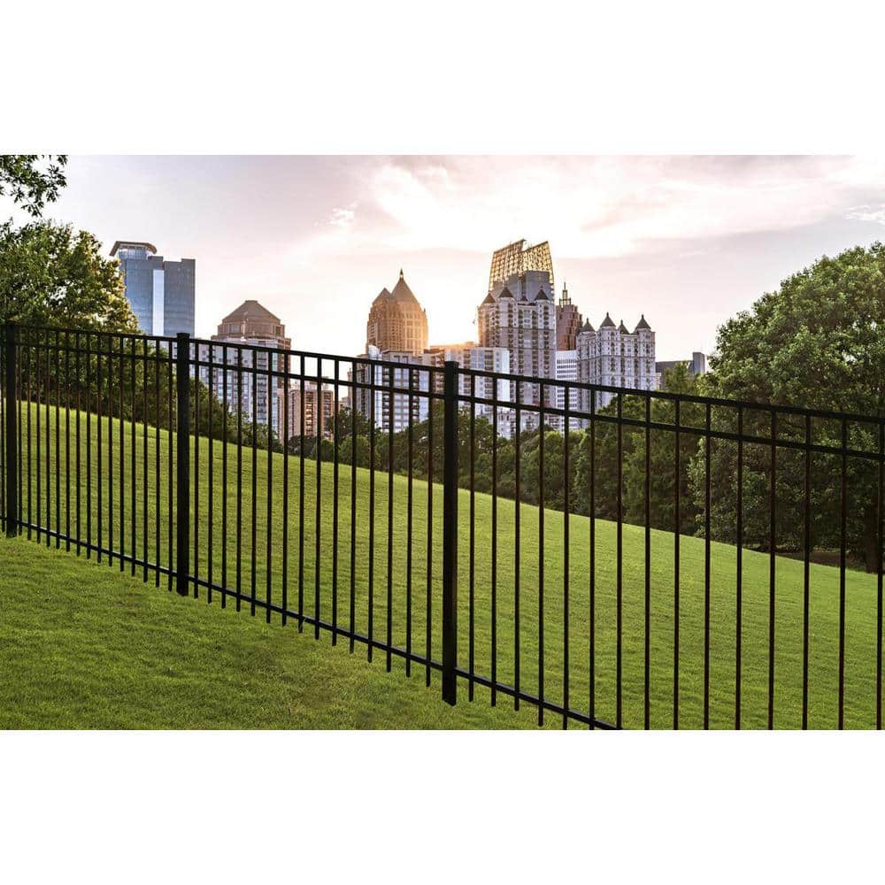 FORTRESS A2 4.5-ft H x 4-ft W Gloss Black Aluminum Flat Top and Bottom Design Walk Gate for Pool Application