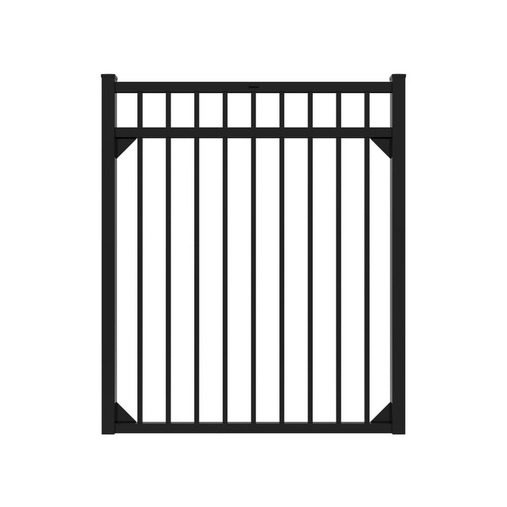 FORTRESS A2 4.5-ft H x 4-ft W Gloss Black Aluminum Flat Top and Bottom Design Walk Gate for Pool Application