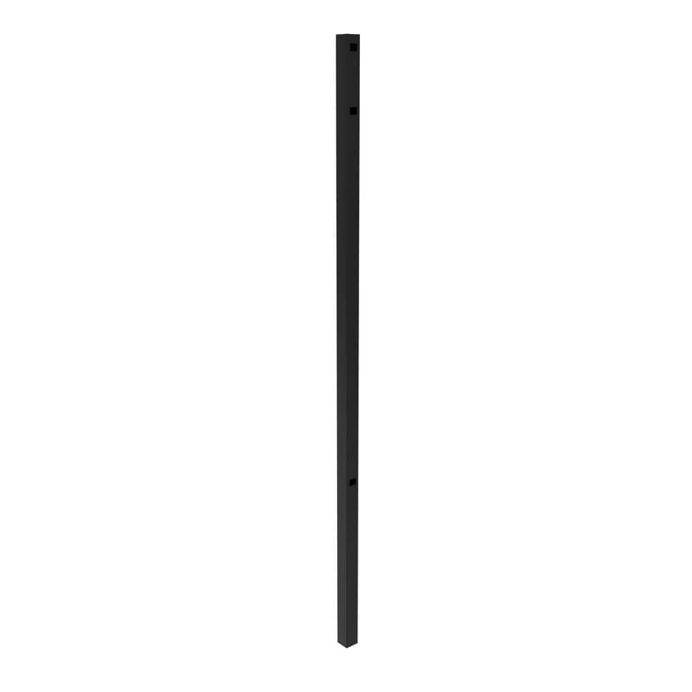FORTRESS Athens 2-in x 2-in x 6.5-ft Gloss Black Aluminum Flat Top and Bottom Design Gate Post for Pool Application