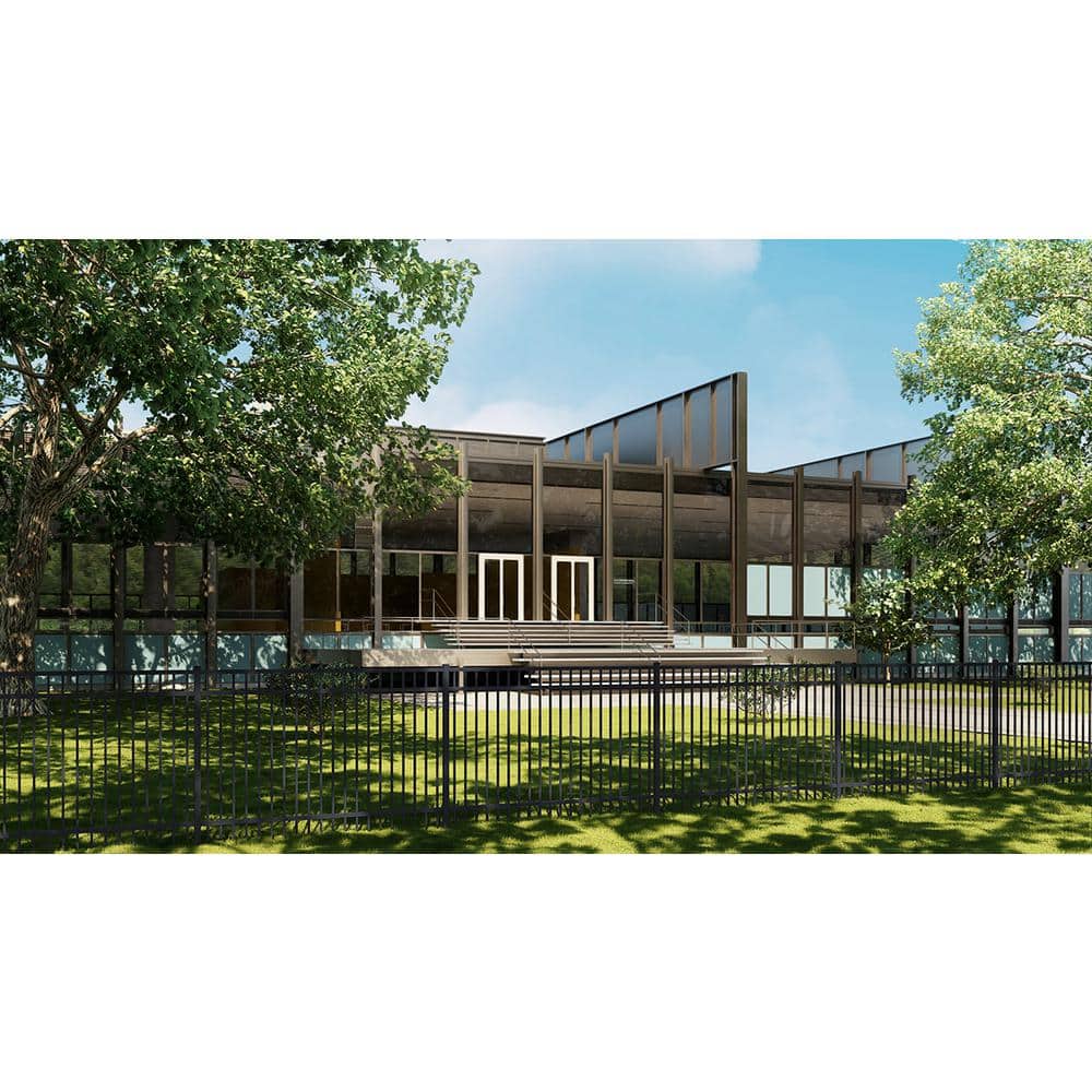 FORTRESS Athens 2-in x 2-in x 6.5-ft Gloss Black Aluminum Flat Top and Bottom Design Line Post for Pool Application