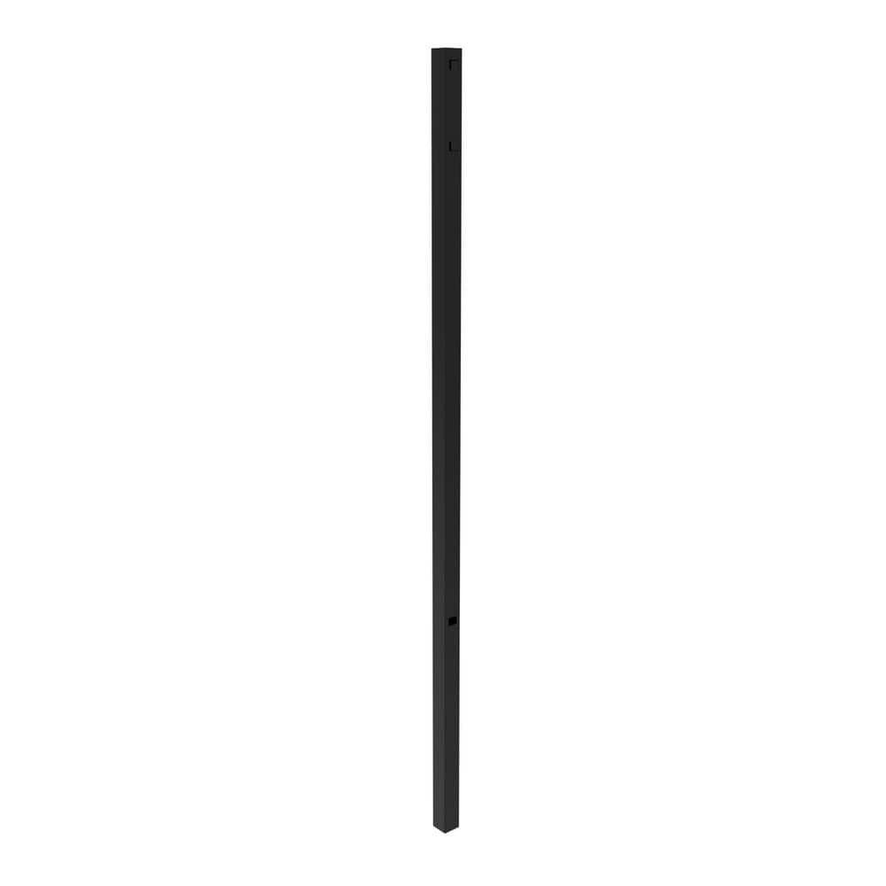 FORTRESS Athens 2-in x 2-in x 6.5-ft Gloss Black Aluminum Flat Top and Bottom Design Line Post for Pool Application