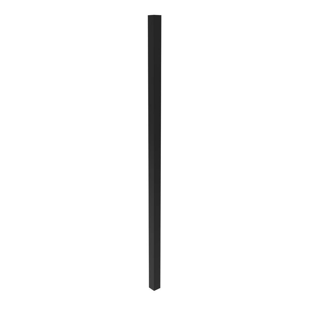 FORTRESS A2 2.5-in x 2.5-in x 6.5-ft Gloss Black Aluminum Flat Top and Bottom Design Gate End Post for Pool Application