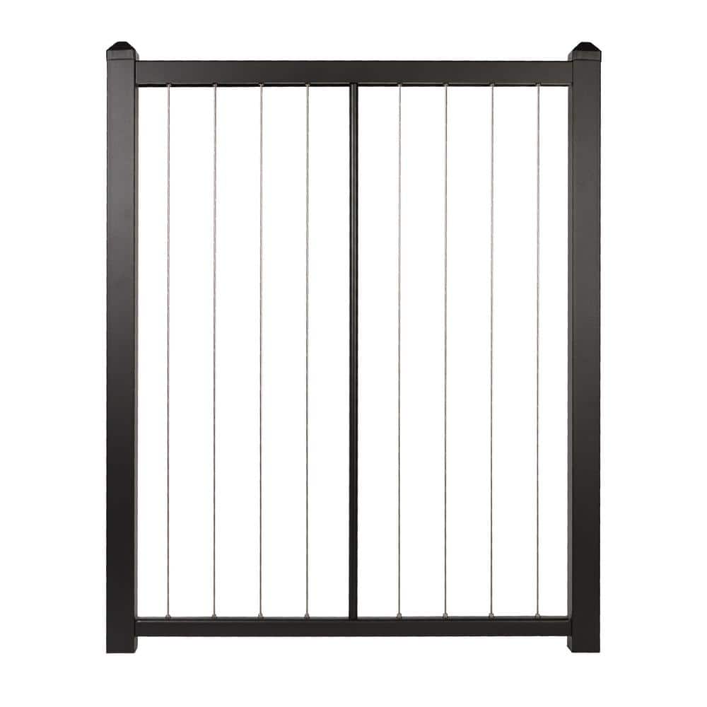 FORTRESS Fe26 Vertical Cable Rail 34.5-in x 34.5-in Black Sand Railing Gate
