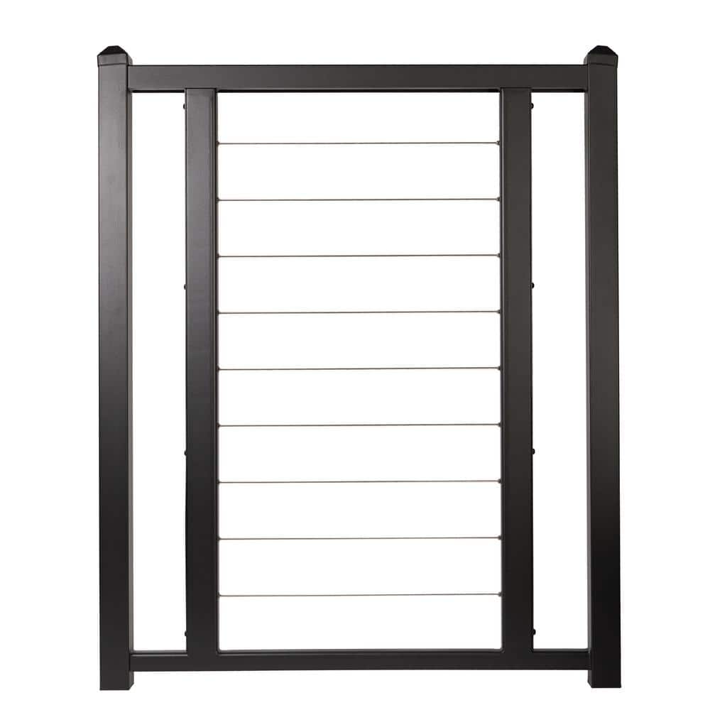 FORTRESS Fe26 Horizontal Cable Rail 34.5-in x 34.5-in Black Sand Railing Gate