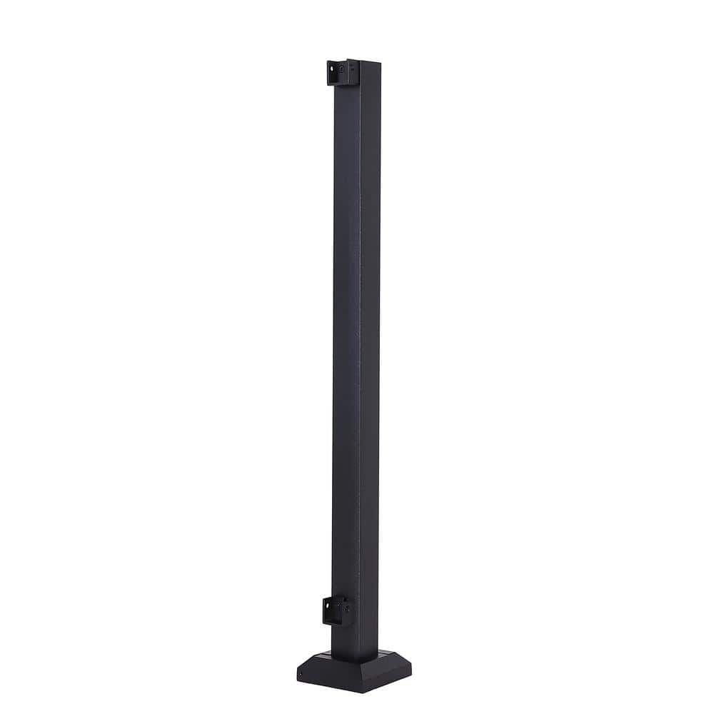FORTRESS Al13 Home Railing 3-in x 39.5-in Aluminum Black Sand Post