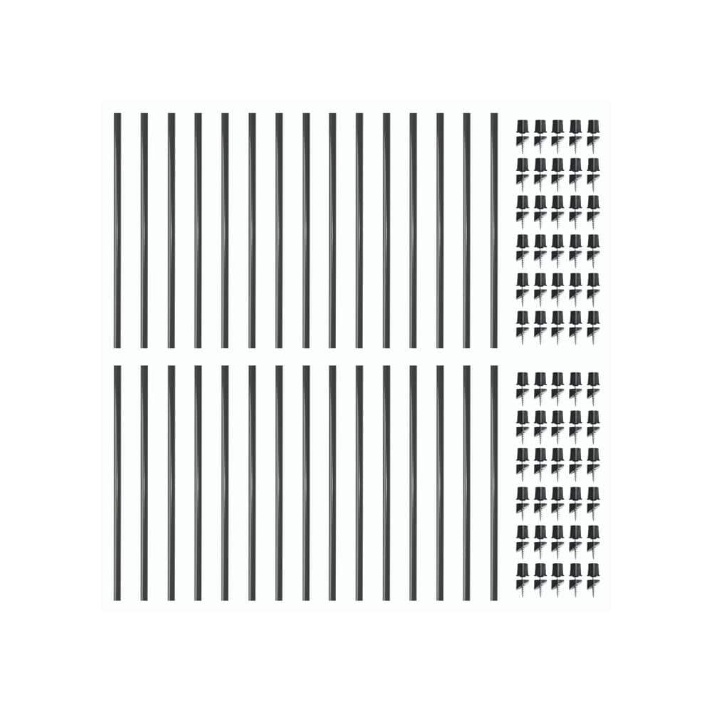 NUVO IRON 3/4 in. x 3/4 in. x 26 in. Galvanized Steel Round Baluster Fence Rails with 60 Surface Mount Connectors (30-Pack)