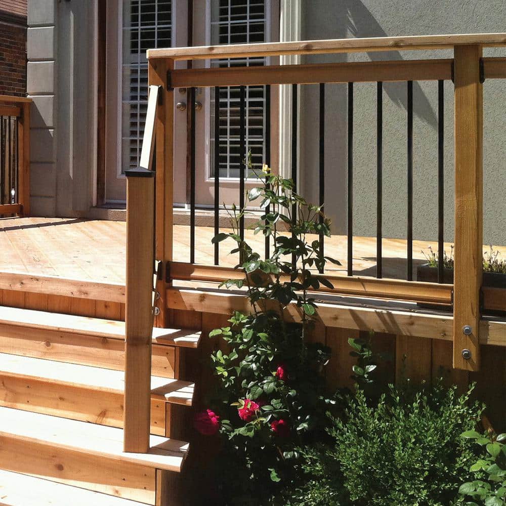 NUVO IRON 3/4 in. x 3/4 in. x 26 in. Galvanized Steel Round Baluster Fence Rails with 60 Surface Mount Connectors (30-Pack)