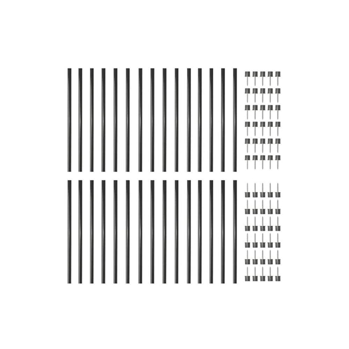 NUVO IRON 3/4 in. x 3/4 in. x 32 in. Galvanized Steel Round Baluster Fence Rails with 60 Surface Mount Connectors (30-Pack)