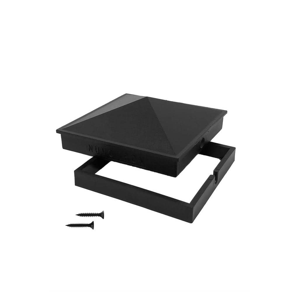 NUVO IRON 5 in. x 5 in. Black Aluminum Ornamental Pyramid Post Cap
