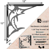 Billfish 12 in. L Black Steel Heavy Duty Floating Shelf Bracket (2 Pack)