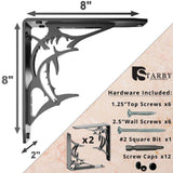 Billfish 8 in. L Black Steel Heavy Duty Floating Shelf Bracket (2 Pack)