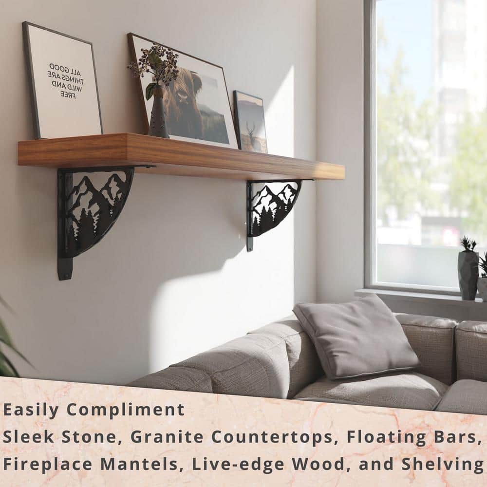12 in. L Black Iron Heavy Duty Shelf Bracket (2-Pack)