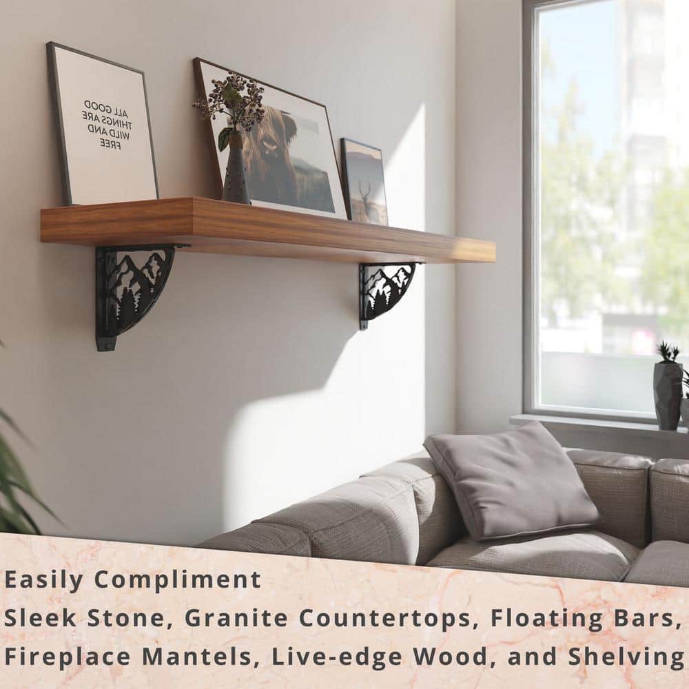 8 in. L Black Iron Heavy Duty Shelf Bracket (2-Pack)