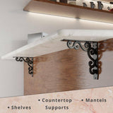 Charleston 12 in. L Black Steel Heavy Duty Shelf Bracket (2-Pack)