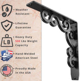 Charleston 12 in. L Black Steel Heavy Duty Shelf Bracket (2-Pack)