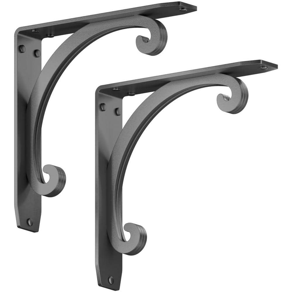 Southern Charm 10 in. L Black Steel Heavy Duty Floating Shelf Bracket (2 Pack)