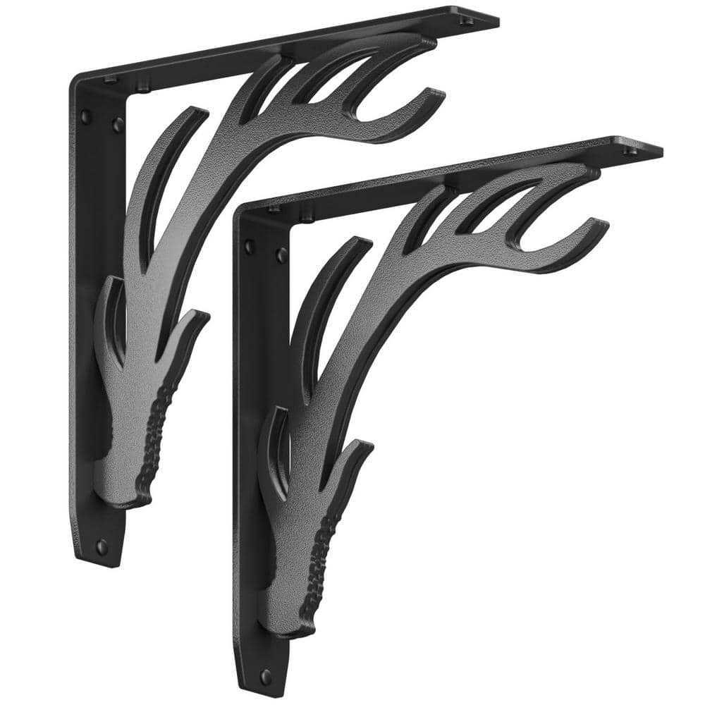 Elk Lodge Antler 12 in. L Black Steel Heavy Duty Shelf Bracket (2-Pack)