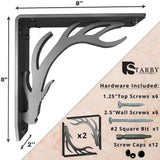 Elk Lodge Antler 8 in. L Black Steel Heavy Duty Shelf Bracket (2-Pack)
