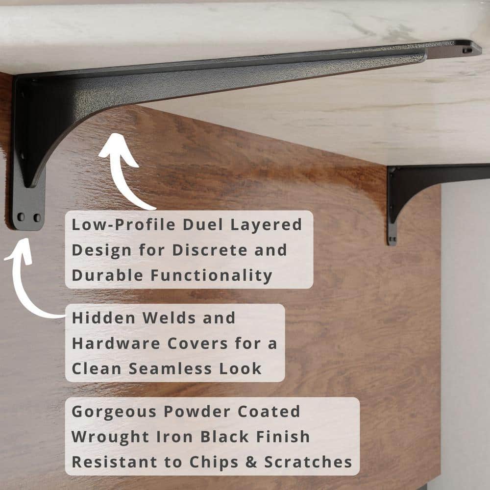 Gladiator 21 in. L Black Steel Heavy Duty Floating Shelf Bracket