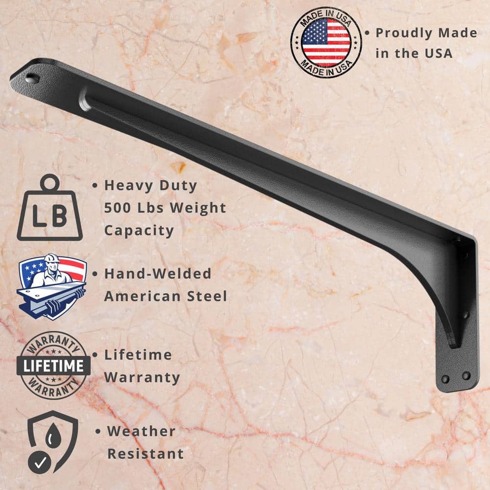 Gladiator 21 in. L Black Steel Heavy Duty Floating Shelf Bracket