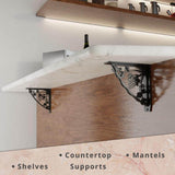 Madeira 8 in. L Black Iron Heavy Duty Shelf Bracket (2-Pack)