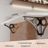 Park Circle Designer 12 in. L Black Iron Decorative Heavy Duty Shelf Bracket (2-Pack)