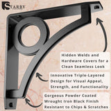 Park Circle Designer 8 in. L Black Iron Decorative Heavy Duty Shelf Bracket (2-Pack)