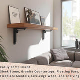 Rockville 12 in. L Black Iron Heavy Duty Shelf Bracket for Decorative Shelving (2-Pack)
