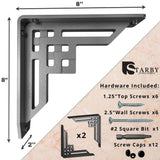 Rockville 8 in. L Black Iron Heavy Duty Shelf Bracket for Decorative Shelving (2-Pack)