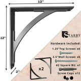 Sullivan 12 in. L Black Iron Heavy Duty Shelf Bracket (2-Pack)