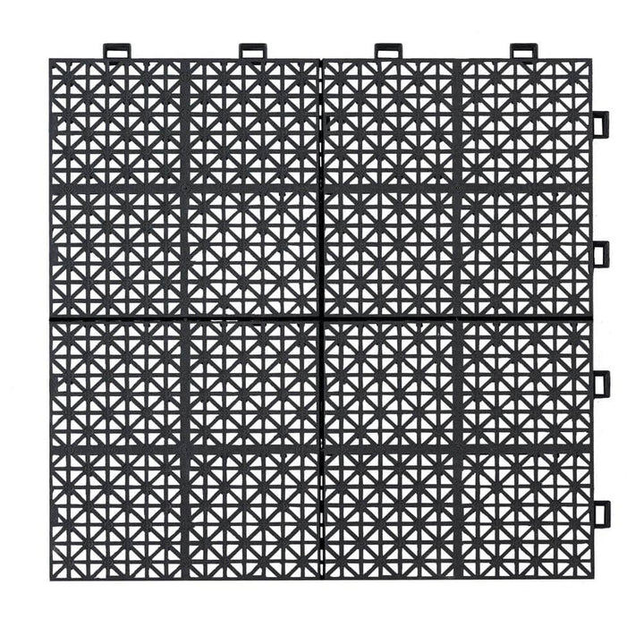 Siavonce 12 in. x 12 in. Black Interlocking Deck Tiles Plastic Waterproof Outdoor Bathroom Shower Balcony Porch Pack of 12