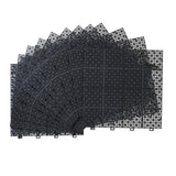 Siavonce 12 in. x 12 in. Black Interlocking Deck Tiles Plastic Waterproof Outdoor Bathroom Shower Balcony Porch Pack of 12
