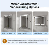 Simple Project 20 in. W x 28 in. H Rectangular Aluminum Light Medicine Cabinet with Mirror, Defogging, Mounted Recessed or Surface