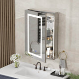 Simple Project 20 in. W x 28 in. H Rectangular Aluminum Light Medicine Cabinet with Mirror, Defogging, Mounted Recessed or Surface