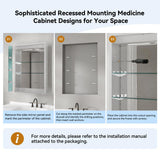 Simple Project 20 in. W x 28 in. H Rectangular Aluminum Light Medicine Cabinet with Mirror, Defogging, Mounted Recessed or Surface