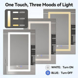 Simple Project 20 in. W x 28 in. H Rectangular Aluminum Light Medicine Cabinet with Mirror, Defogging, Mounted Recessed or Surface