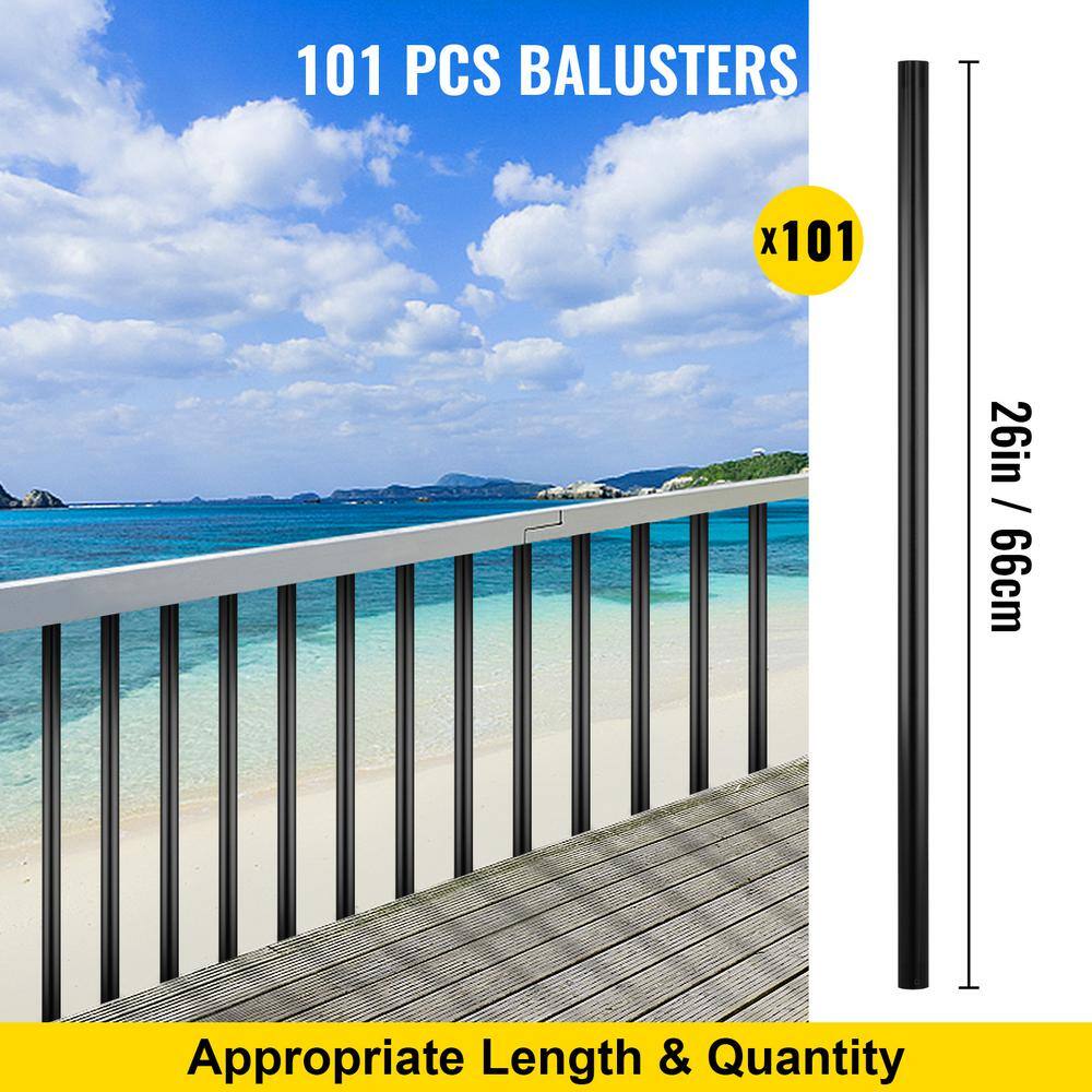 SKYSHALO Deck Balusters 101 Pack Metal Deck Spindles, 26 in. x 0.75 in. Staircase Baluster Circle Baluster for Outdoor