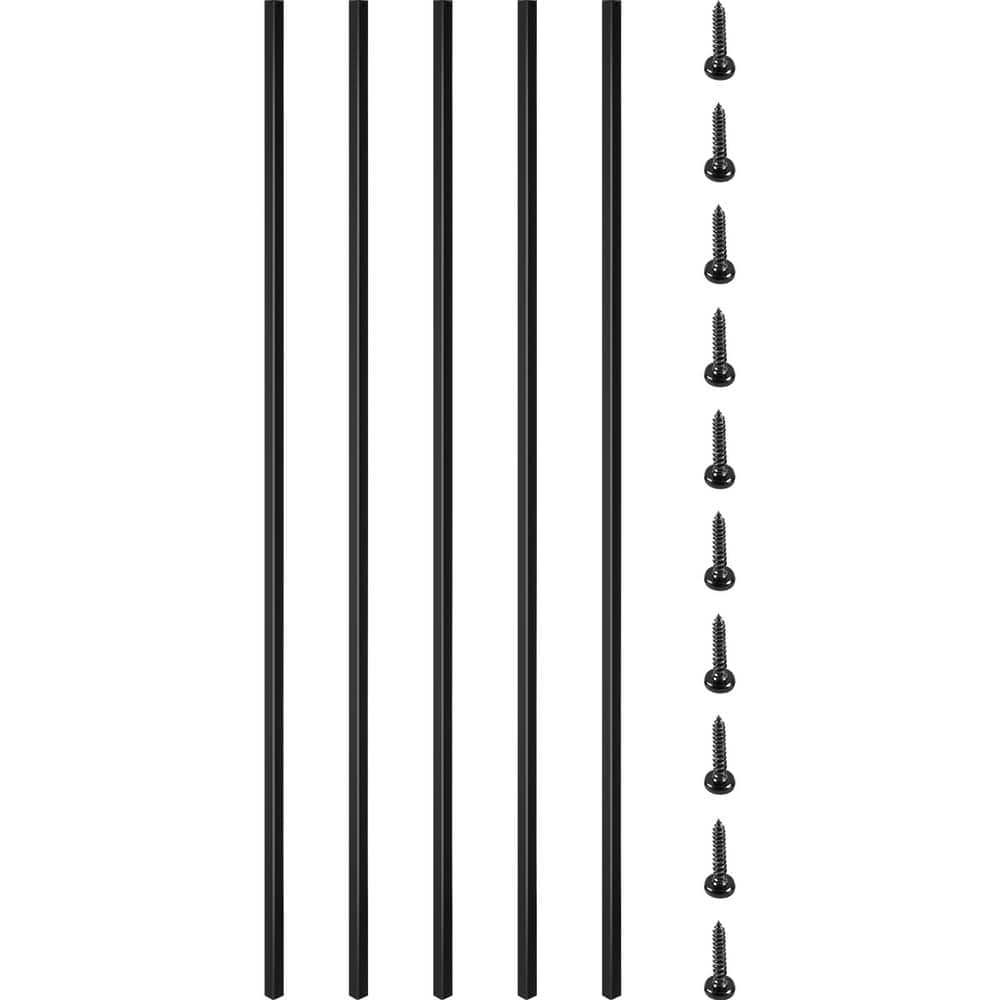 SKYSHALO Deck Balusters 16 Pack Metal Deck Spindles, 44 in. x 0.5 in. Staircase Baluster with Screws, Iron Deck Railing for Wood