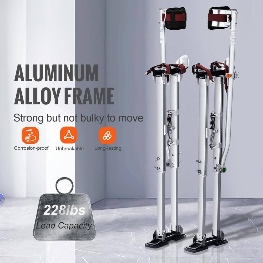 SKYSHALO Drywall Stilts 36 to 50 in. Adjustable Aluminum Tool Stilts with Protective Knee Pads Durable and Non-slip Work Stilts