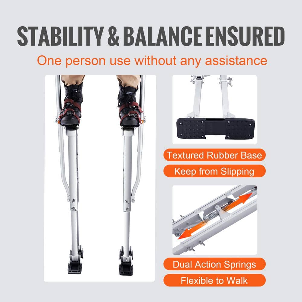 SKYSHALO Drywall Stilts 36 to 50 in. Adjustable Aluminum Tool Stilts with Protective Knee Pads Durable and Non-slip Work Stilts