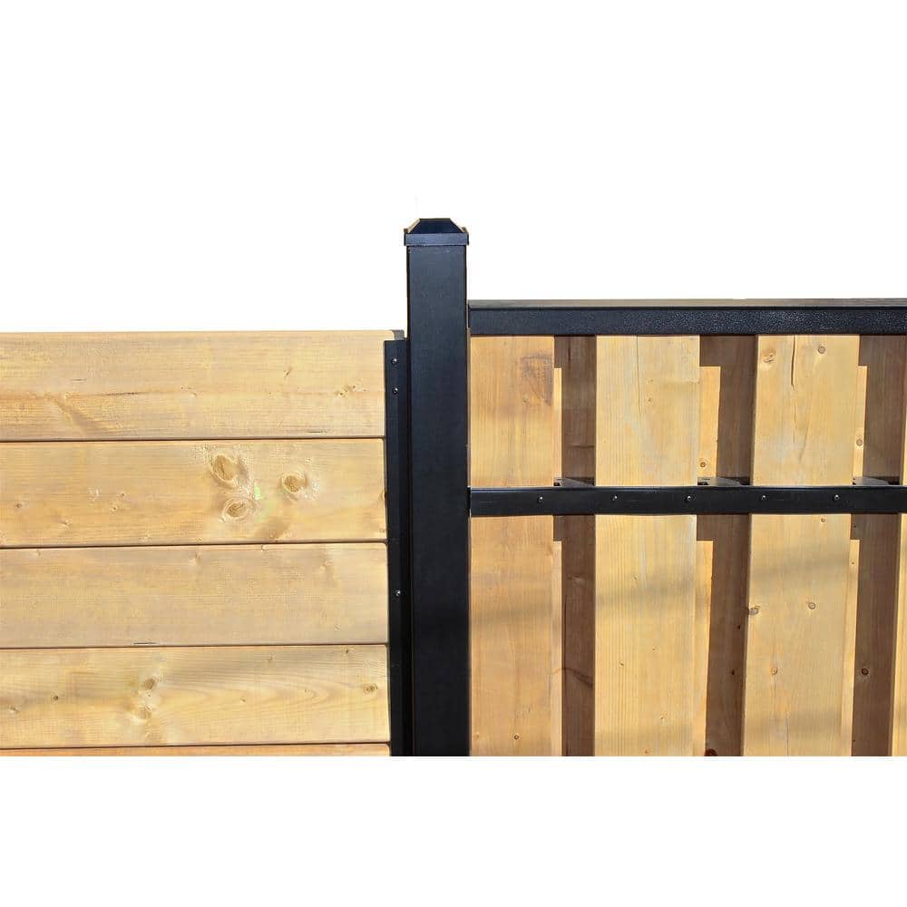 Slipfence 4 in. x 4 in. x 124 in. Black Aluminum Fence Post Includes Post Cap