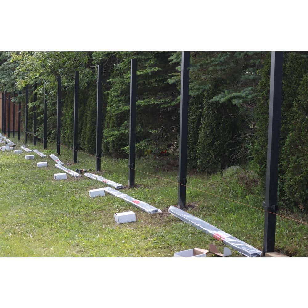 Slipfence 4 in. x 4 in. x 124 in. Black Aluminum Fence Post Includes Post Cap