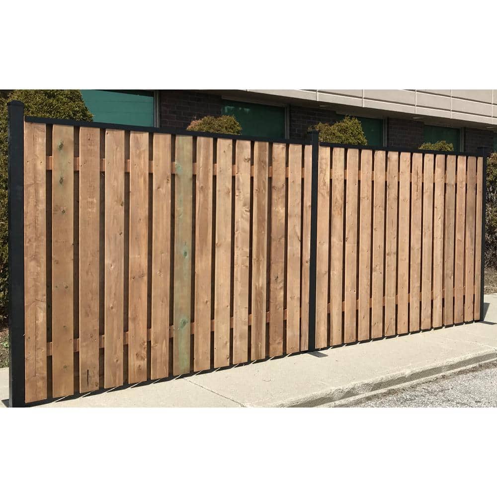Slipfence 4 in. x 4 in. x 124 in. Black Aluminum Fence Post Includes Post Cap