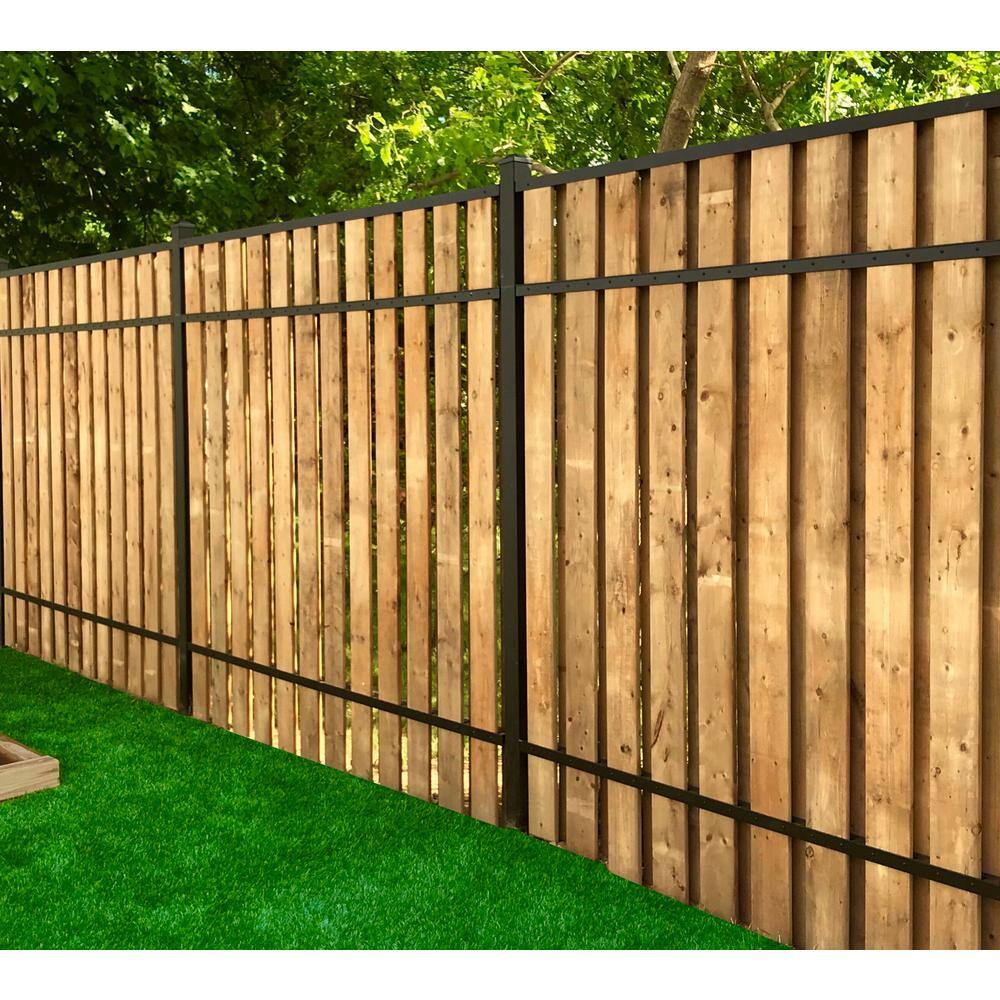 Slipfence 4 in. x 4 in. x 124 in. Black Aluminum Fence Post Includes Post Cap